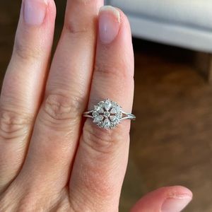 QVC Diamonique Flower Design Sterling Silver Ring